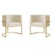 Kit 2 Poltronas Decorativa Sala de Estar Luana Base Gold Veludo Bege - Montanaris Decor