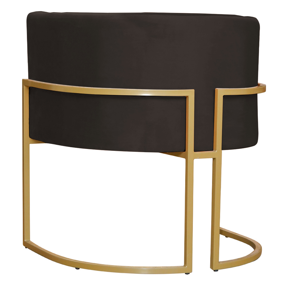 Kit 2 Poltronas Decorativa Sala de Estar Luana Base Gold Veludo Marrom - Montanaris Decor
