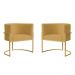Kit 2 Poltronas Decorativa Sala de Estar Luana Base Gold Veludo Mostarda - Montanaris Decor
