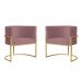 Kit 2 Poltronas Decorativa Sala de Estar Luana Base Gold Veludo Rosê - Montanaris Decor