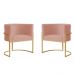 Kit 2 Poltronas Decorativa Sala de Estar Luana Base Gold Veludo Rosa - Montanaris Decor