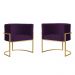 Kit 2 Poltronas Decorativa Sala de Estar Luana Base Gold Veludo Roxo - Montanaris Decor