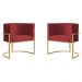 Kit 2 Poltronas Decorativa Sala de Estar Luana Base Gold Veludo Vermelho - Montanaris Decor