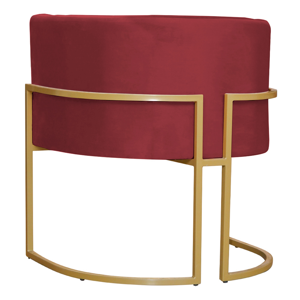 Kit 2 Poltronas Decorativa Sala de Estar Luana Base Gold Veludo Vermelho - Montanaris Decor