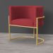 Kit 2 Poltronas Decorativa Sala de Estar Luana Base Gold Veludo Vermelho - Montanaris Decor