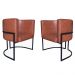 Kit 2 Poltronas Decorativa Sala de Estar Luana Base Preta PU Caramelo - Montanaris Decor