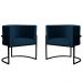Kit 2 Poltronas Decorativa Sala de Estar Luana Base Preta Veludo Azul Marinho - Montanaris Decor