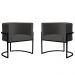 Kit 2 Poltronas Decorativa Sala de Estar Luana Base Preta Veludo Cinza - Montanaris Decor