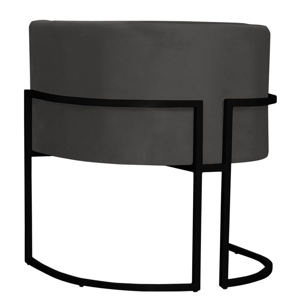 Kit 2 Poltronas Decorativa Sala de Estar Luana Base Preta Veludo Cinza - Montanaris Decor