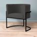 Kit 2 Poltronas Decorativa Sala de Estar Luana Base Preta Veludo Cinza - Montanaris Decor