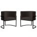 Kit 2 Poltronas Decorativa Sala de Estar Luana Base Preta Veludo Marrom - Montanaris Decor