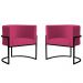 Kit 2 Poltronas Decorativa Sala de Estar Luana Base Preta Veludo Pink - Montanaris Decor