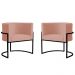 Kit 2 Poltronas Decorativa Sala de Estar Luana Base Preta Veludo Rosa - Montanaris Decor