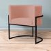 Kit 2 Poltronas Decorativa Sala de Estar Luana Base Preta Veludo Rosa - Montanaris Decor