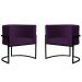 Kit 2 Poltronas Decorativa Sala de Estar Luana Base Preta Veludo Roxo - Montanaris Decor