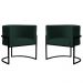 Kit 2 Poltronas Decorativa Sala de Estar Luana Base Preta Veludo Verde - Montanaris Decor