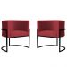 Kit 2 Poltronas Decorativa Sala de Estar Luana Base Preta Veludo Vermelho - Montanaris Decor