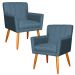 Kit 2 Poltronas Decorativa para Sala de Estar Cecília Linho Azul - Montanaris Decor
