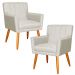 Kit 2 Poltronas Decorativa para Sala de Estar Cecília Linho Bege - Montanaris Decor