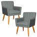 Kit 2 Poltronas Decorativa para Sala de Estar Cecília Linho Cinza - Montanaris Decor