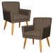 Kit 2 Poltronas Decorativa para Sala de Estar Cecília Linho Marrom - Montanaris Decor