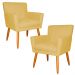Kit 2 Poltronas Decorativa para Sala de Estar Cecília Suede Amarelo - Montanaris Decor
