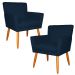 Kit 2 Poltronas Decorativa para Sala de Estar Cecília Suede Azul Marinho - Montanaris Decor