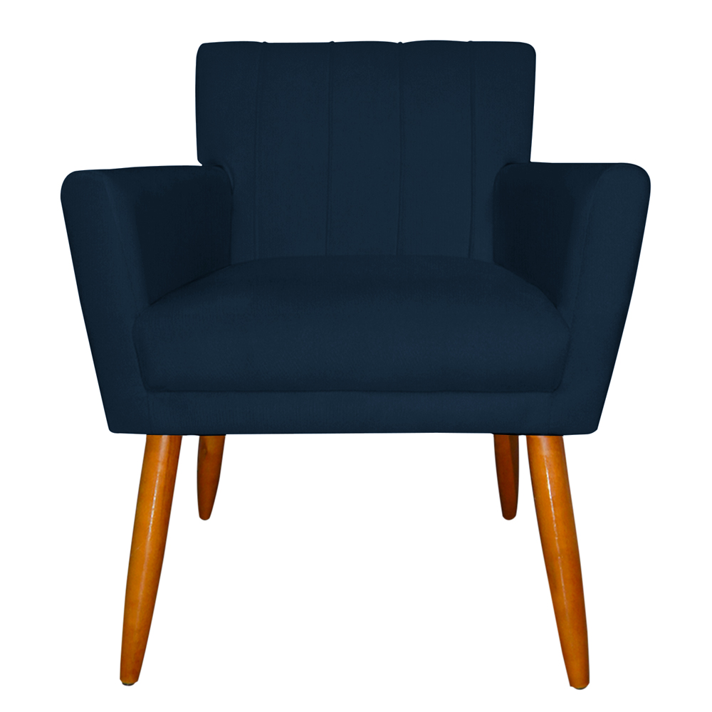 Kit 2 Poltronas Decorativa para Sala de Estar Cecília Suede Azul Marinho - Montanaris Decor