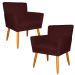 Kit 2 Poltronas Decorativa para Sala de Estar Cecília Suede Bordô - Montanaris Decor