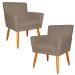 Kit 2 Poltronas Decorativa para Sala de Estar Cecília Suede Cappuccino - Montanaris Decor