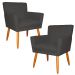 Kit 2 Poltronas Decorativa para Sala de Estar Cecília Suede Cinza - Montanaris Decor
