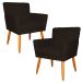 Kit 2 Poltronas Decorativa para Sala de Estar Cecília Suede Marrom - Montanaris Decor