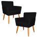 Kit 2 Poltronas Decorativa para Sala de Estar Cecília Suede Preto - Montanaris Decor
