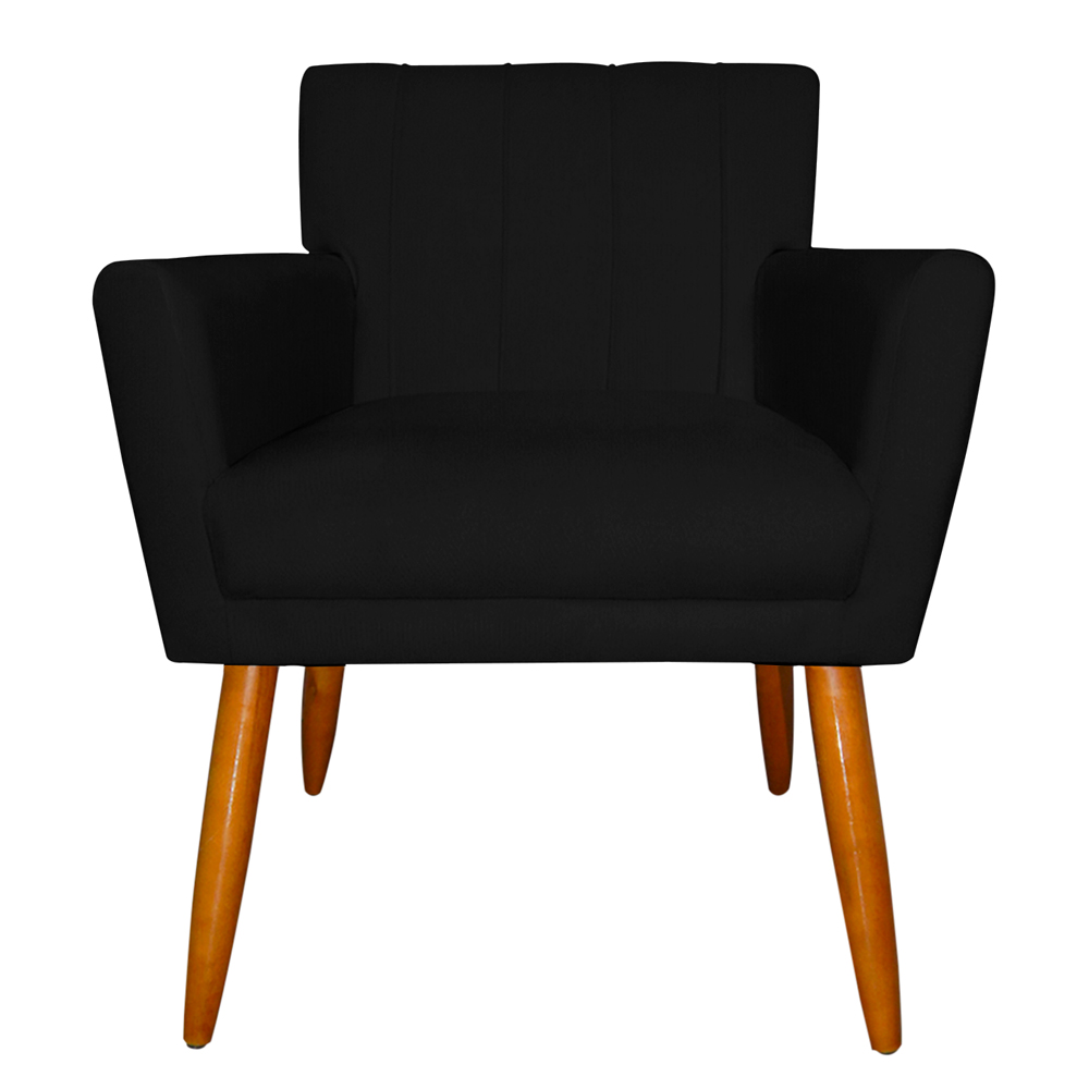 Kit 2 Poltronas Decorativa para Sala de Estar Cecília Suede Preto - Montanaris Decor