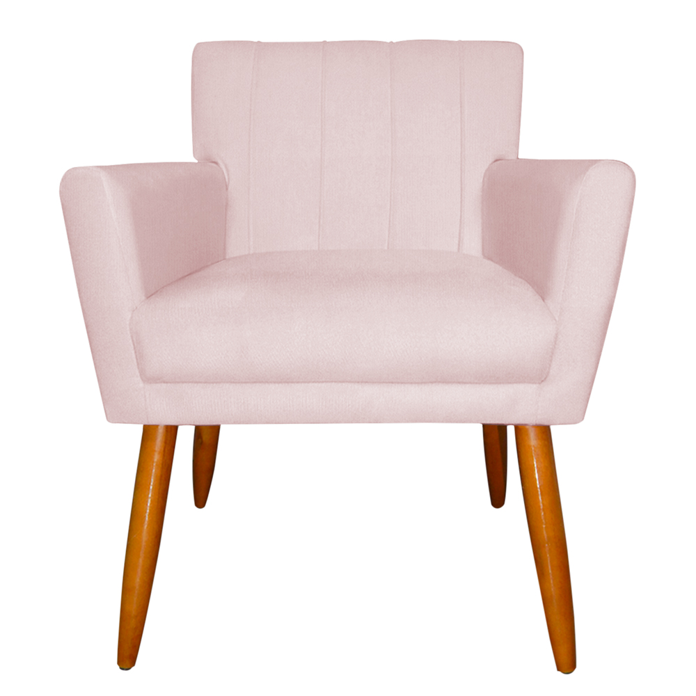 Kit 2 Poltronas Decorativa para Sala de Estar Cecília Suede Rosa Claro - Montanaris Decor