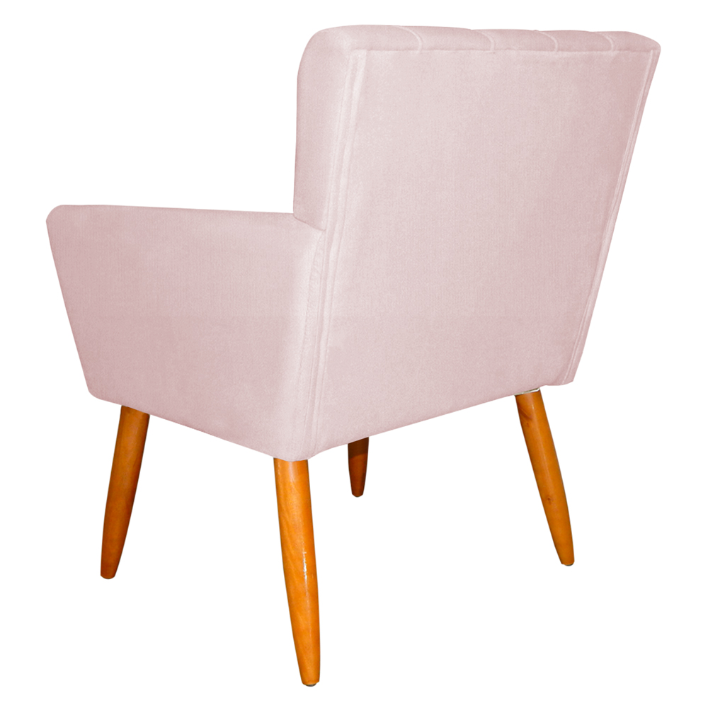 Kit 2 Poltronas Decorativa para Sala de Estar Cecília Suede Rosa Claro - Montanaris Decor