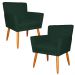 Kit 2 Poltronas Decorativa para Sala de Estar Cecília Suede Verde - Montanaris Decor