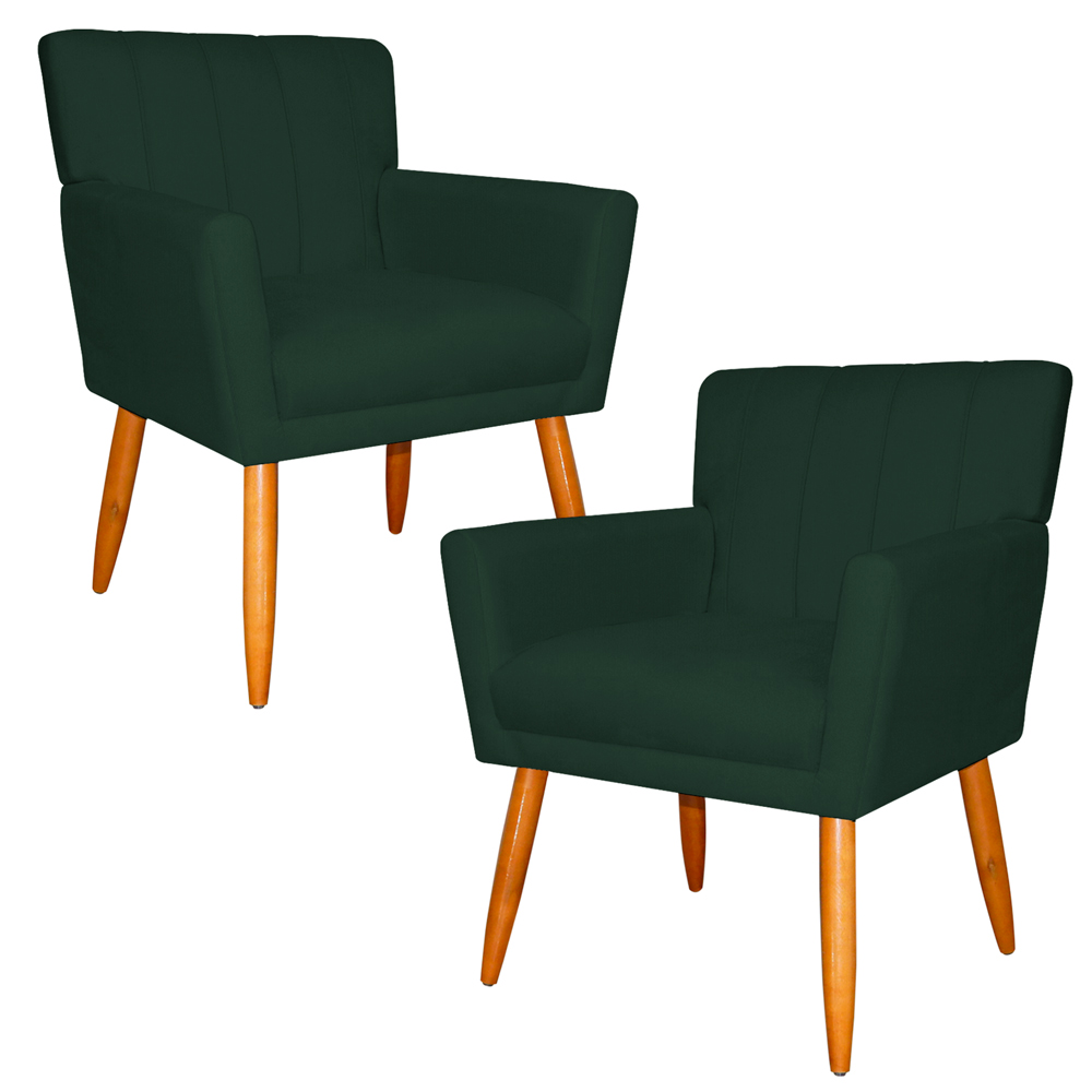 Kit 2 Poltronas Decorativa para Sala de Estar Cecília Suede Verde - Montanaris Decor