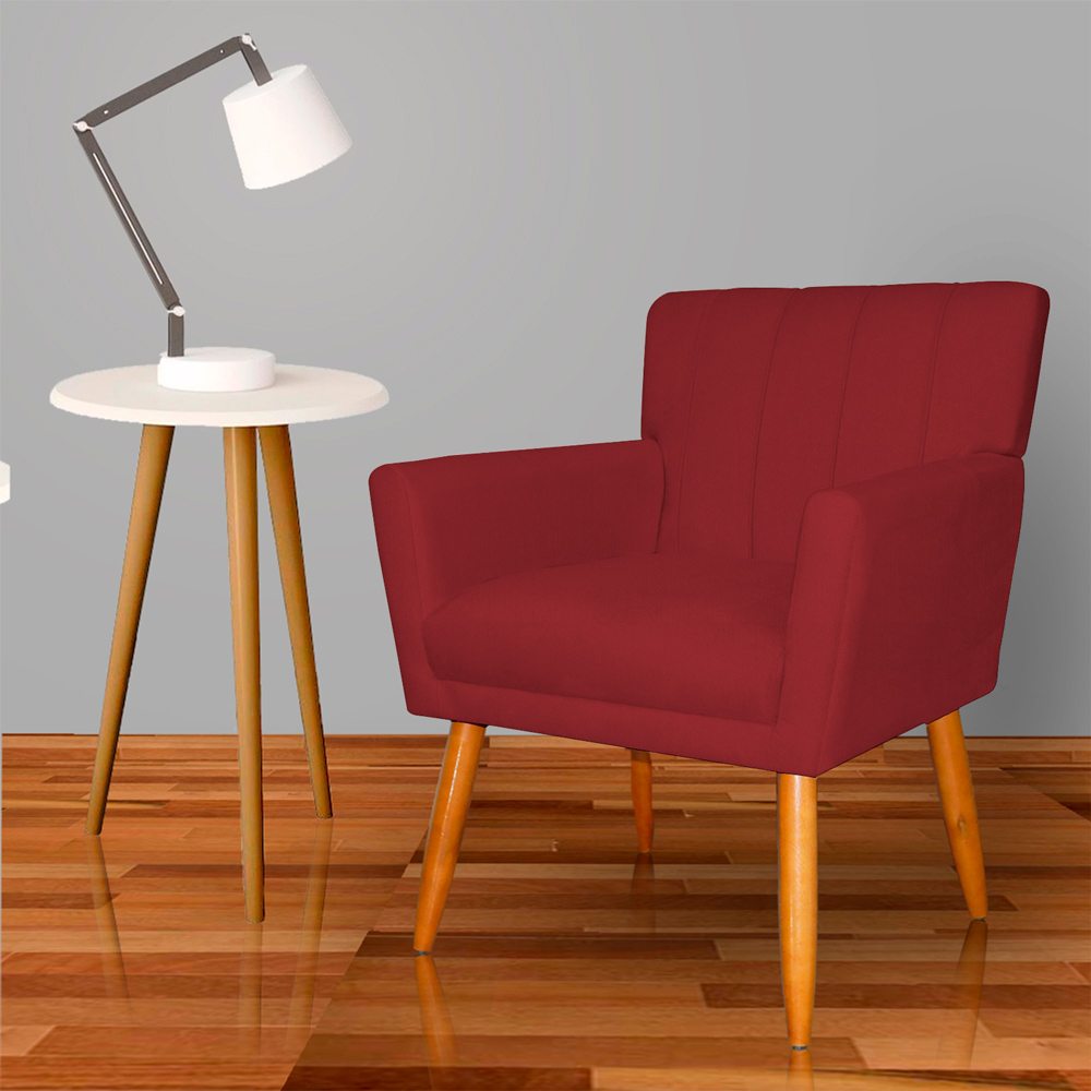 Kit 2 Poltronas Decorativa para Sala de Estar Cecília Suede Vermelho - Montanaris Decor