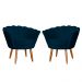 Kit 2 Poltronas Decorativa para Sala de Estar Charm Suede Azul Marinho - Montanaris Decor