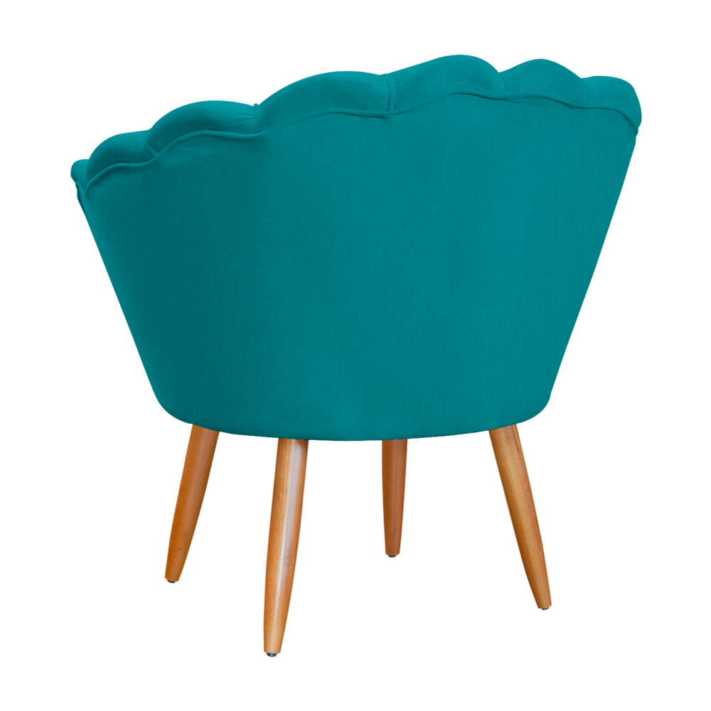 Kit 2 Poltronas Decorativa para Sala de Estar Charm Suede Azul Turquesa - Montanaris Decor