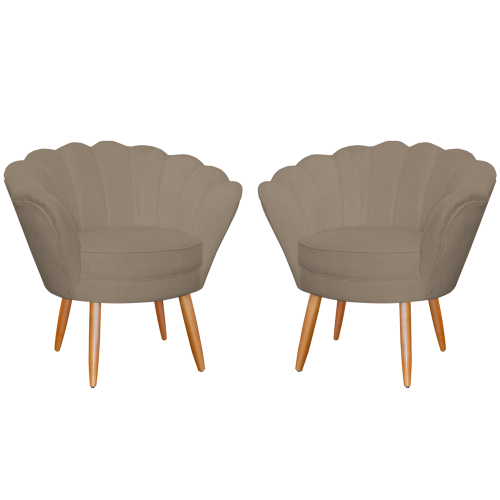 Kit 2 Poltronas Decorativa para Sala de Estar Charm Suede Cappuccino - Montanaris Decor