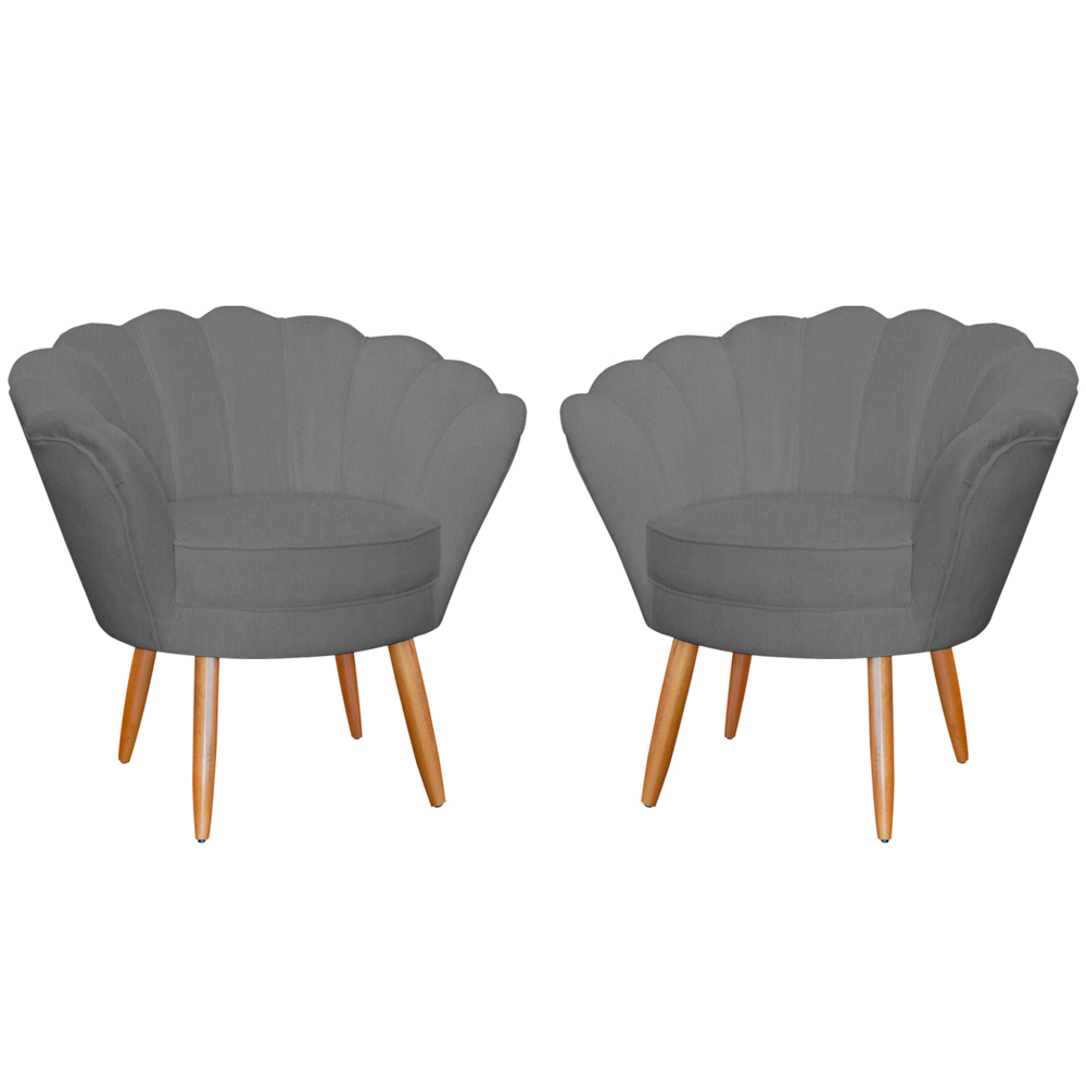 Kit 2 Poltronas Decorativa para Sala de Estar Charm Suede Cinza - Montanaris Decor