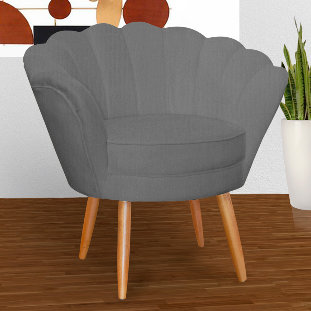 Kit 2 Poltronas Decorativa para Sala de Estar Charm Suede Cinza - Montanaris Decor