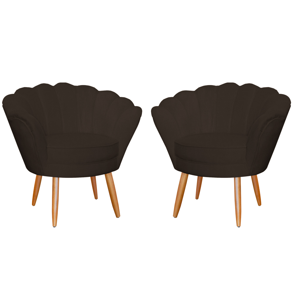 Kit 2 Poltronas Decorativa para Sala de Estar Charm Suede Marrom - Montanaris Decor