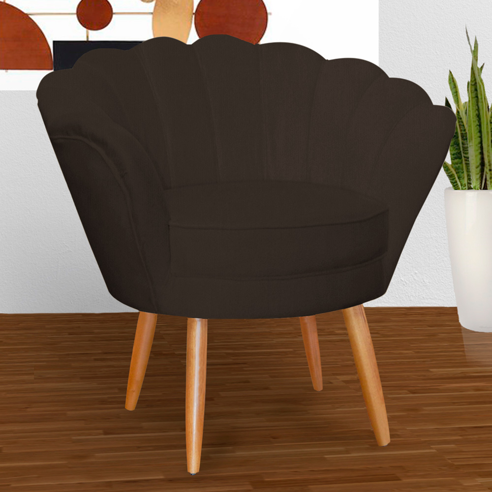 Kit 2 Poltronas Decorativa para Sala de Estar Charm Suede Marrom - Montanaris Decor