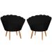 Kit 2 Poltronas Decorativa para Sala de Estar Charm Suede Preto - Montanaris Decor