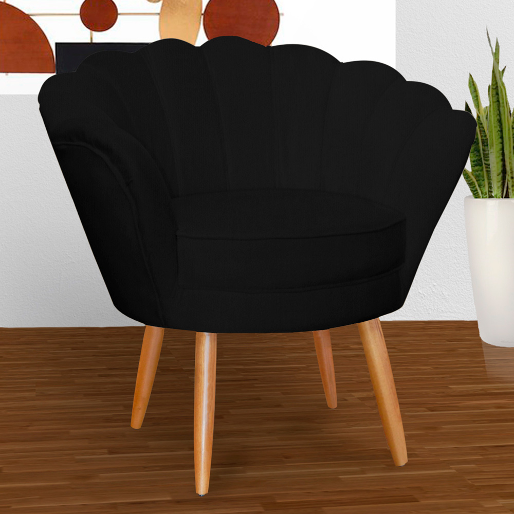 Kit 2 Poltronas Decorativa para Sala de Estar Charm Suede Preto - Montanaris Decor