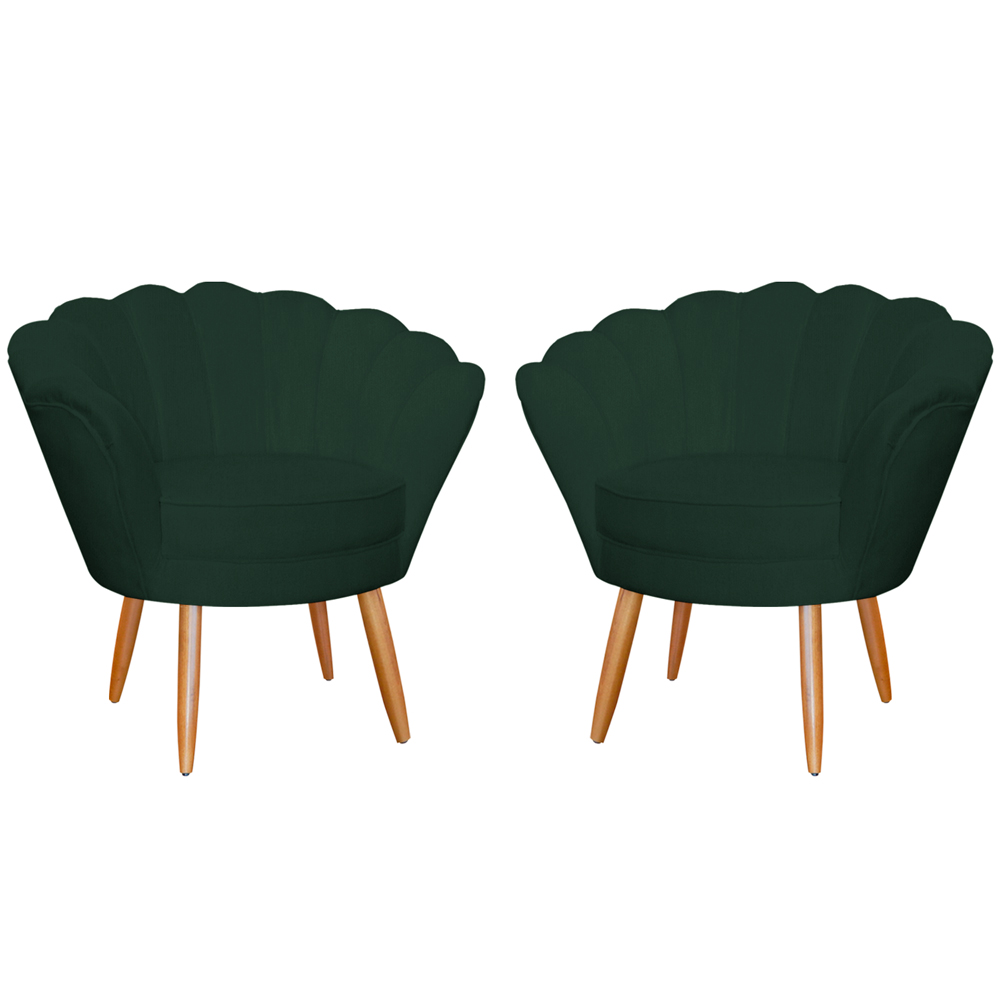 Kit 2 Poltronas Decorativa para Sala de Estar Charm Suede Verde - Montanaris Decor