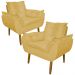 Kit 2 Poltronas Decorativa para Sala de Estar Opala Suede Amarelo - Montanaris Decor